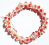 25 7mm Orange & White Bumpy Glass Beads